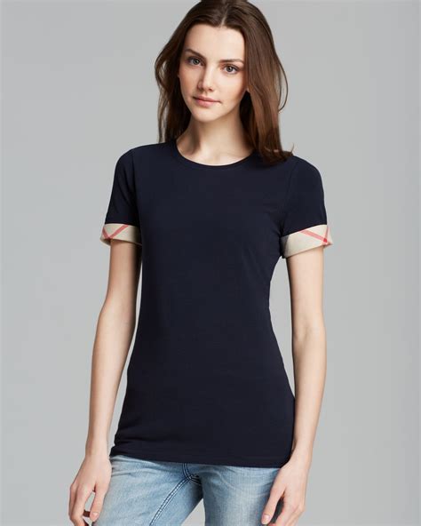 Burberry Brit Check Print Cuff Tee Women 